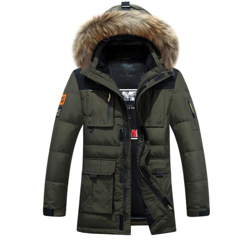 2017  winter jacket men coat duck down jacket with fur hood Removable parka men coat masculine jacket Plus Size