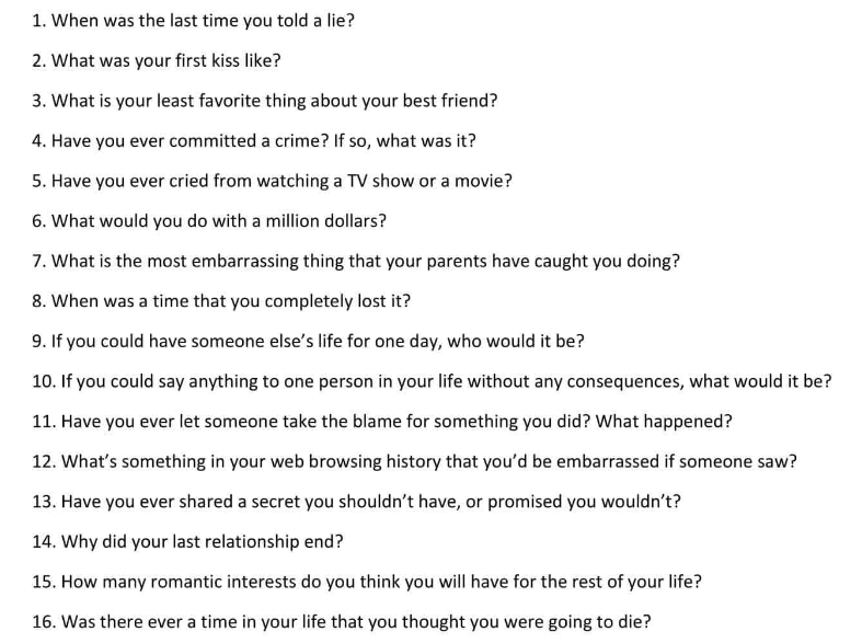 truth or dare questions for boys/ girls