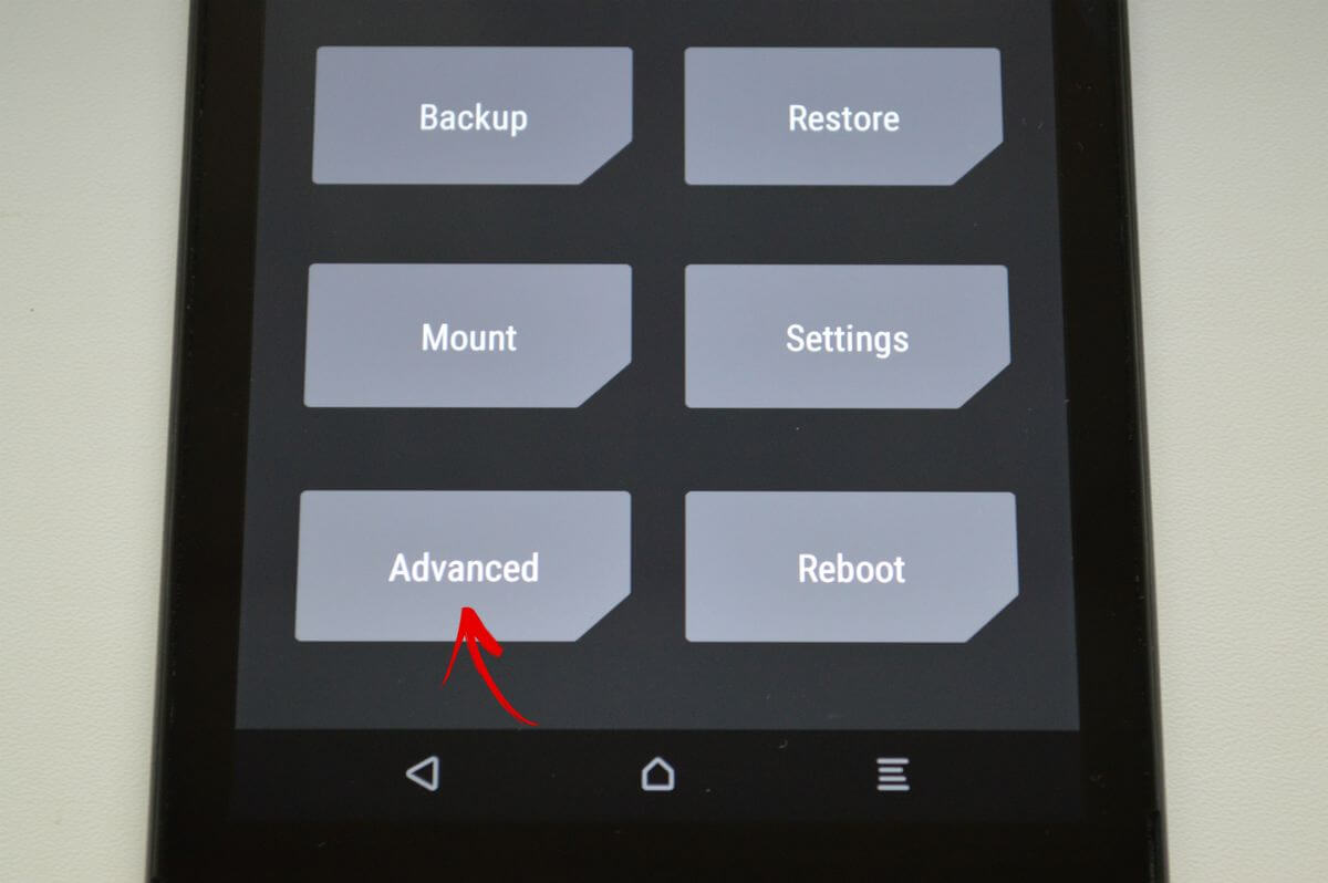 twrp menu select advanced