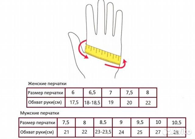 Размер перчатки 6: как определить, мужские и женские параметры