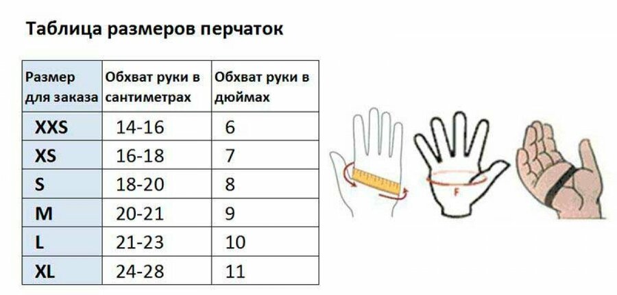 Размер перчатки 6: как определить, мужские и женские параметры