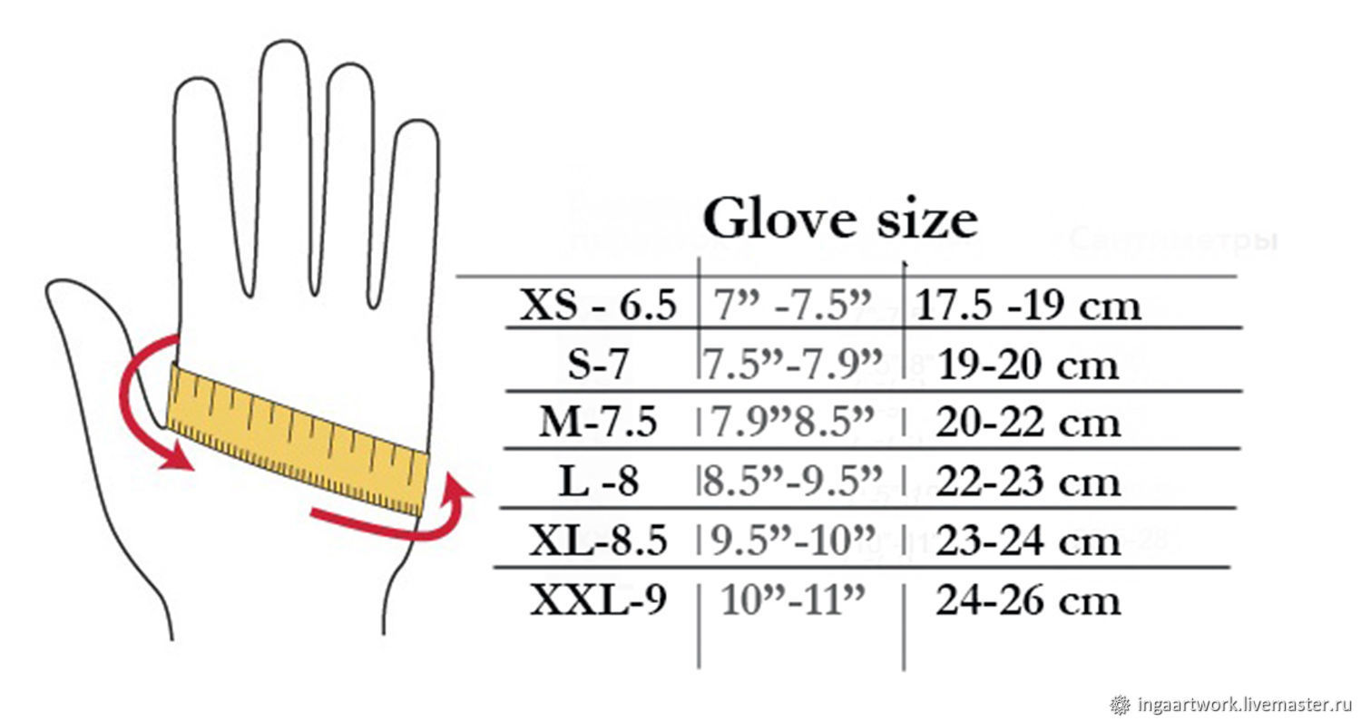 Размер перчатки 6: как определить, мужские и женские параметры