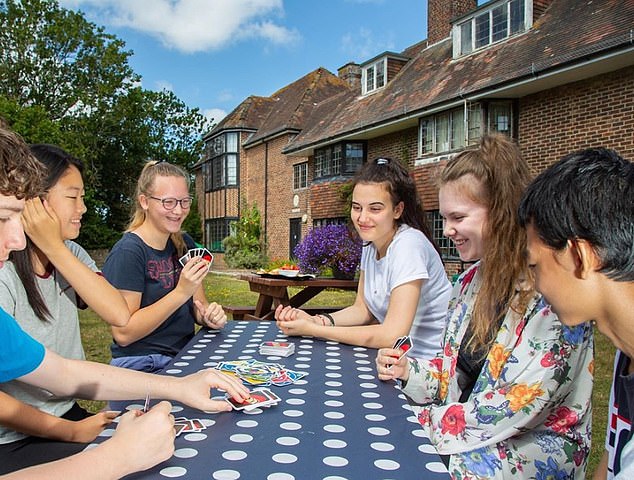 Bembridge Boarding House, one of the school’s three boarding houses offered the perfect environment for the children. It is set in 100 acres sweeping down to a sandy cove (pictured above)