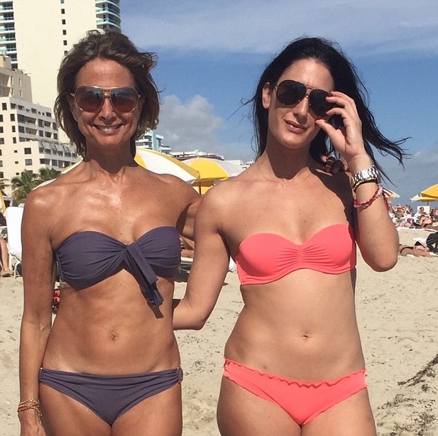Denise Parnes, 60 (left), showcases her enviable figure next to her daughter Natalie (right), who is half her age