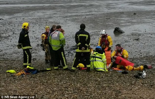 The 15-year-old, who has not been named, was spotted waving for help after she sank in the mud up to her knees in Hythe, Southampton, just after 3pm on Saturday 