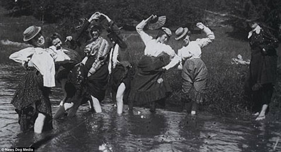 Frolicking teenagers breaking convention in River Falls, Wisconsin, 1899