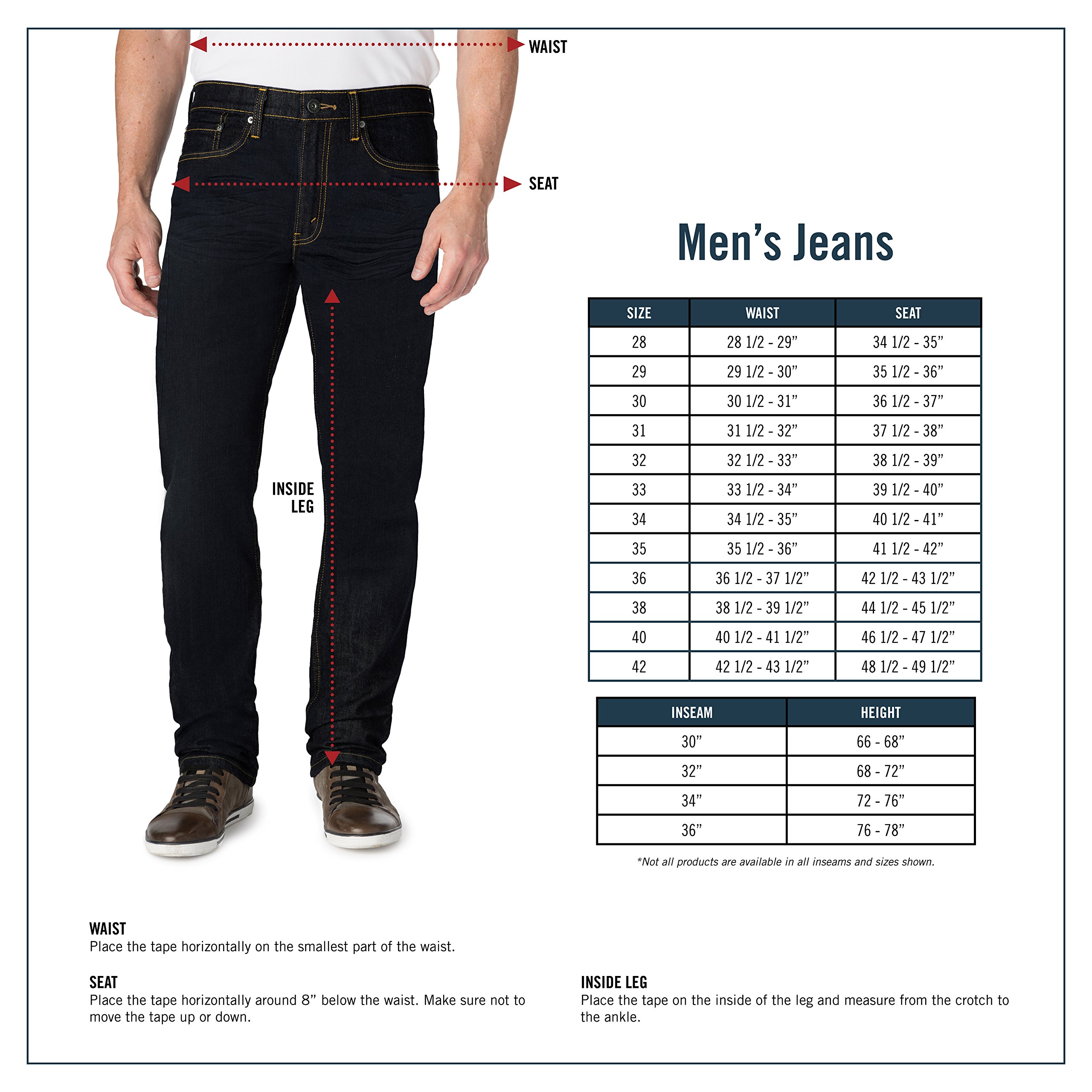 джинсовые размеры мужские таблица