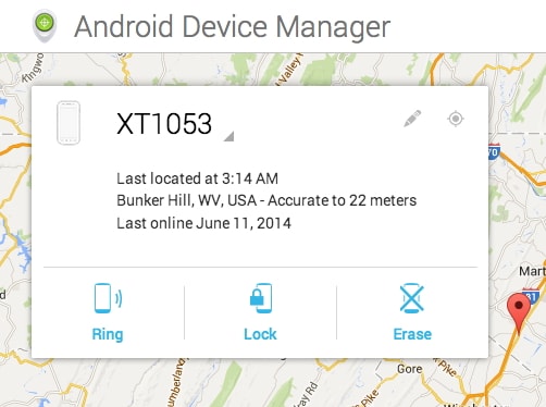 log in android device manager