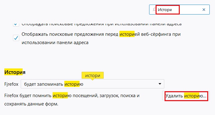 Удаление истории в браузере Яндекс