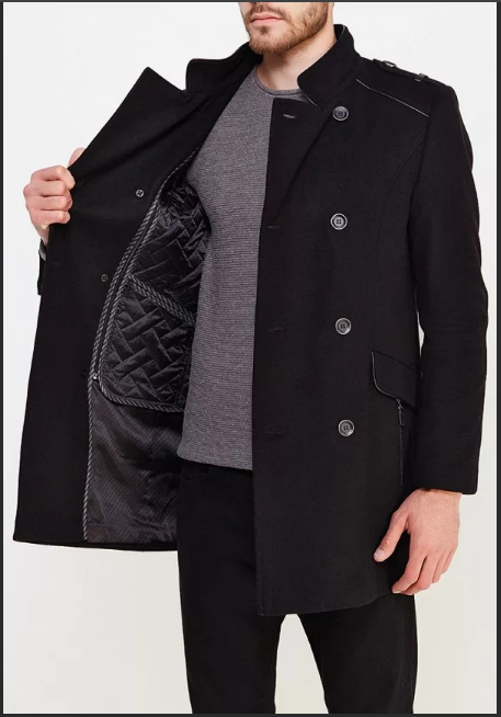 черное мужское пальто теплое