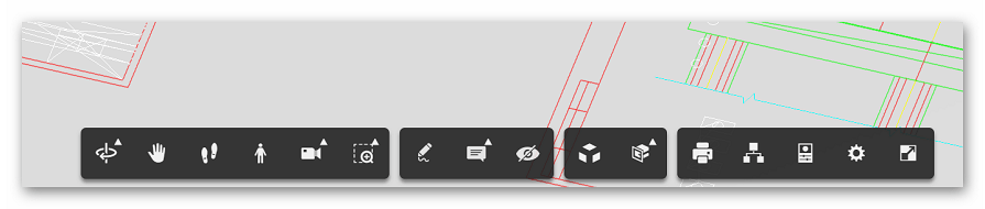 Панель инструментов на A360 Viewer