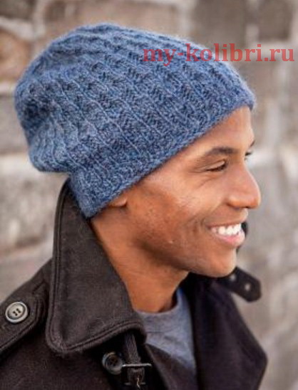 Молодежная мужская вязаная шапка: Мужские шапки, 38 моделей с описанием связанных спицами, Вязание для мужчин