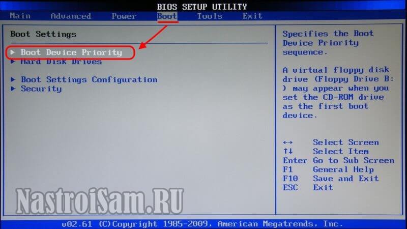 ami bios загрузка с usb диска