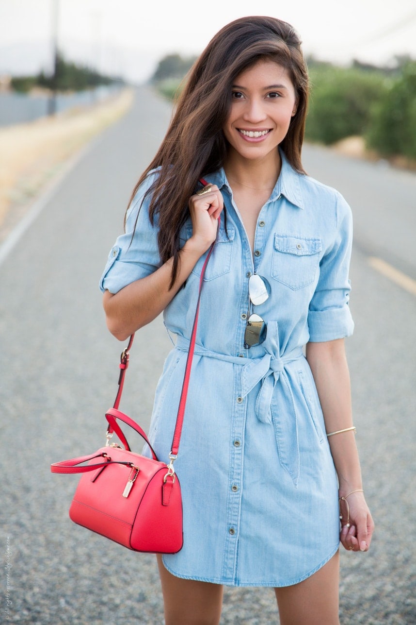 How to wear a denim shirt dress - Visit Stylishlyme.com for more outfit photos and style tips