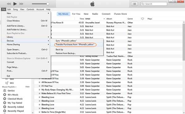 how to transfer music from iphone to computer with itunes