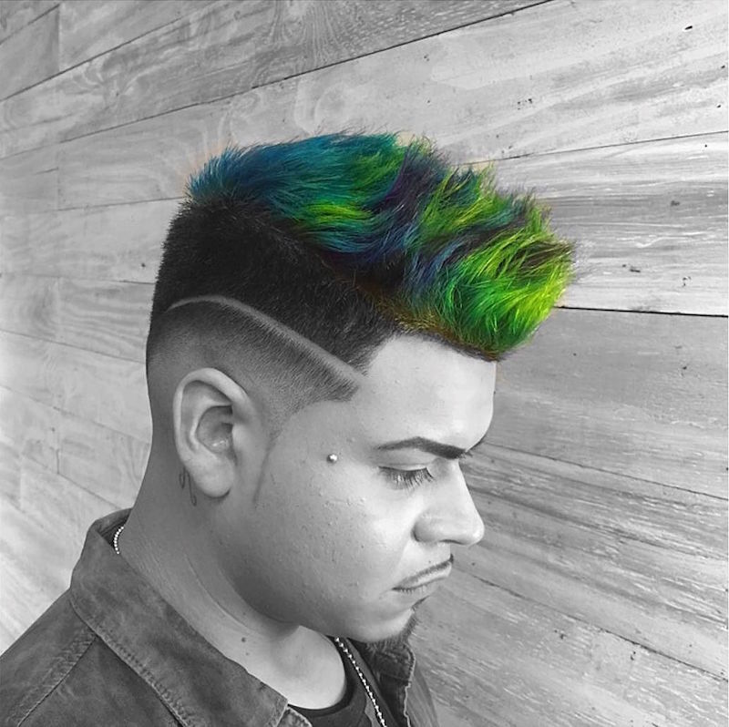 nicolas_styles_and colored texturized hair high fade side hard part