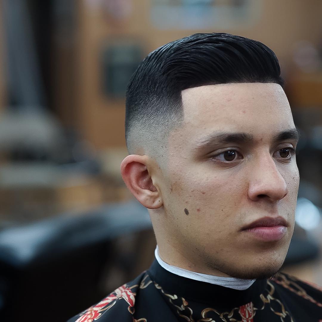 combover fade + line up haircut