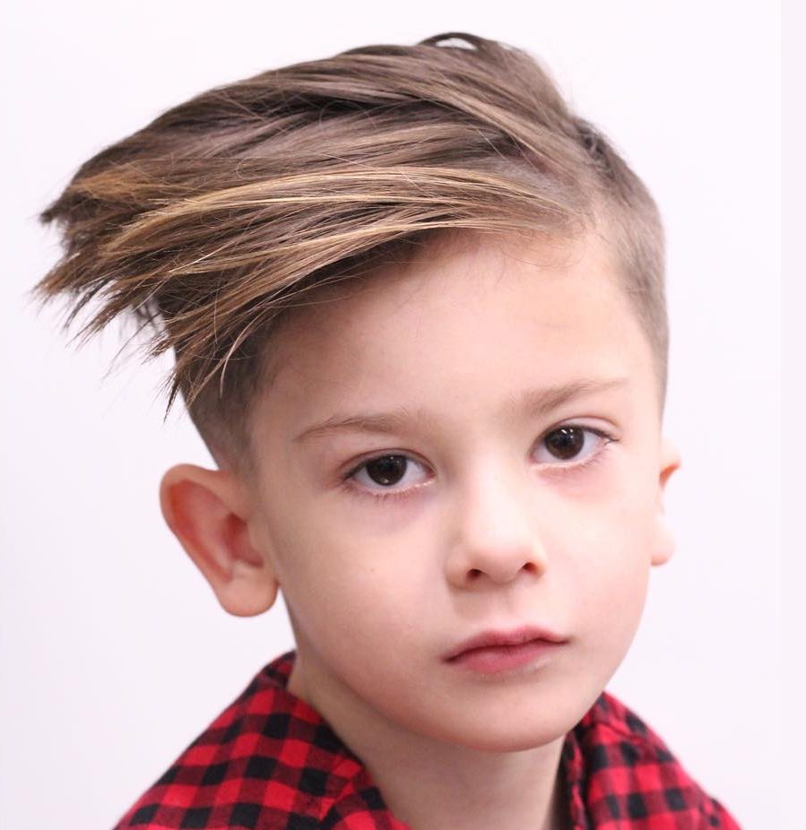 Shaved side long hair on top toddler boy