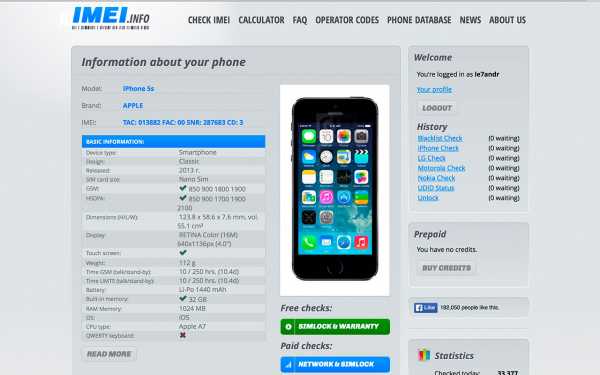 Как узнать объем памяти iphone по imei