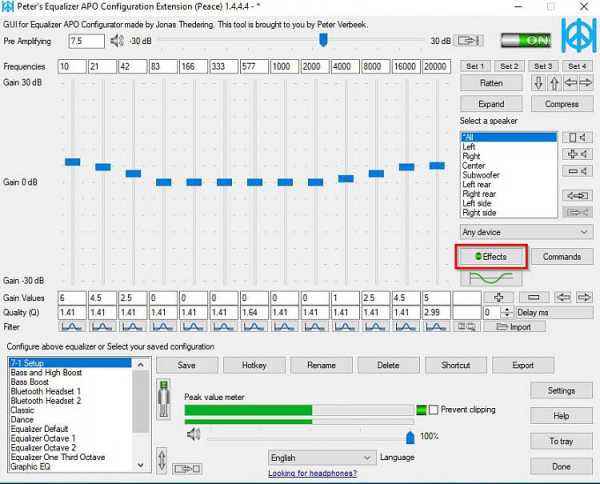Настройки эквалайзера для баса на компьютер