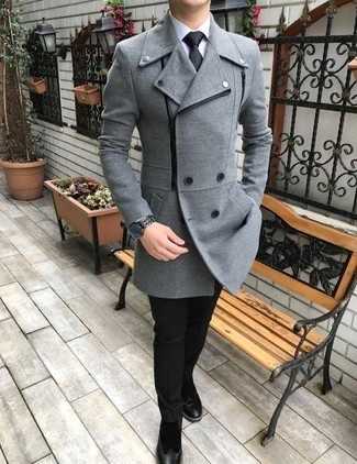 Мужское пальто серое с чем носить фото – пальто-бушлат, головной убор, серое, какую шапку носить, черное
